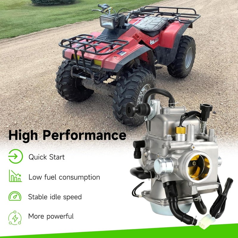 XIKOBY Racing TRX350 Carburetor Carb Kit Compatible with Rancher 350 TRX350FE TRX350FM TRX350TE TRX350TM 2000-2006 ATV 4 Wheeler Parts with Female Heater Plug Choke Cable Valve Plunger - Image 2